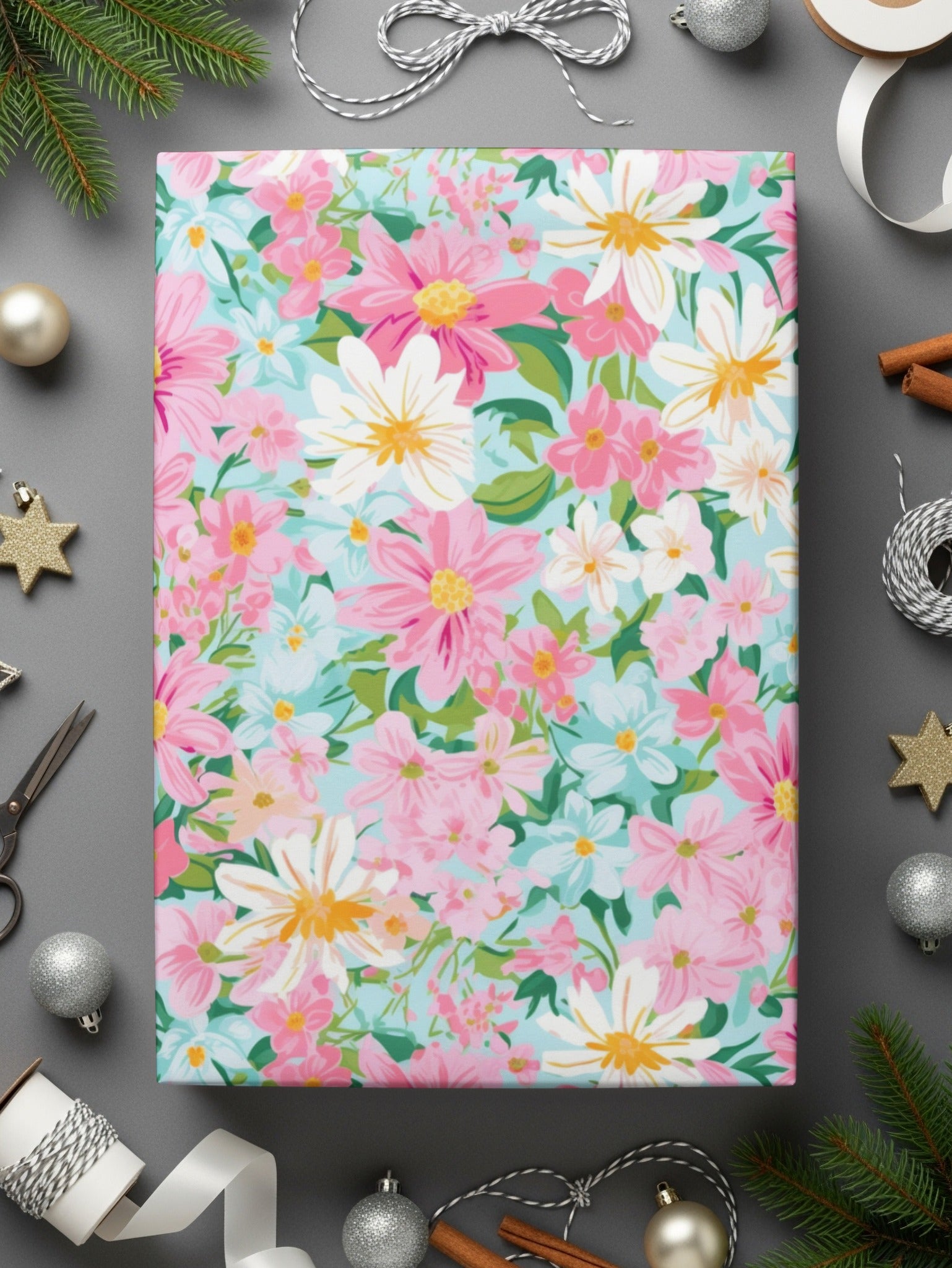 Colorful Floral Pattern Gift Wrap product