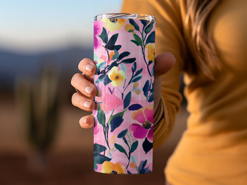 Vibrant Floral Design Insulated Tumbler Cup