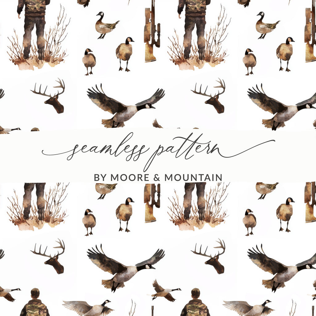 Hunter Geese Deer Rifle Wildlife Seamless Pattern product type