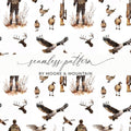 Hunter Geese Deer Rifle Wildlife Seamless Pattern product type