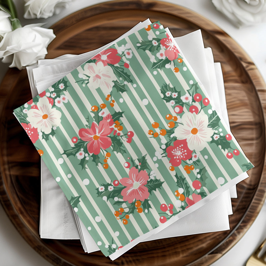 Festive Floral Patterned Decorative Napkin Set