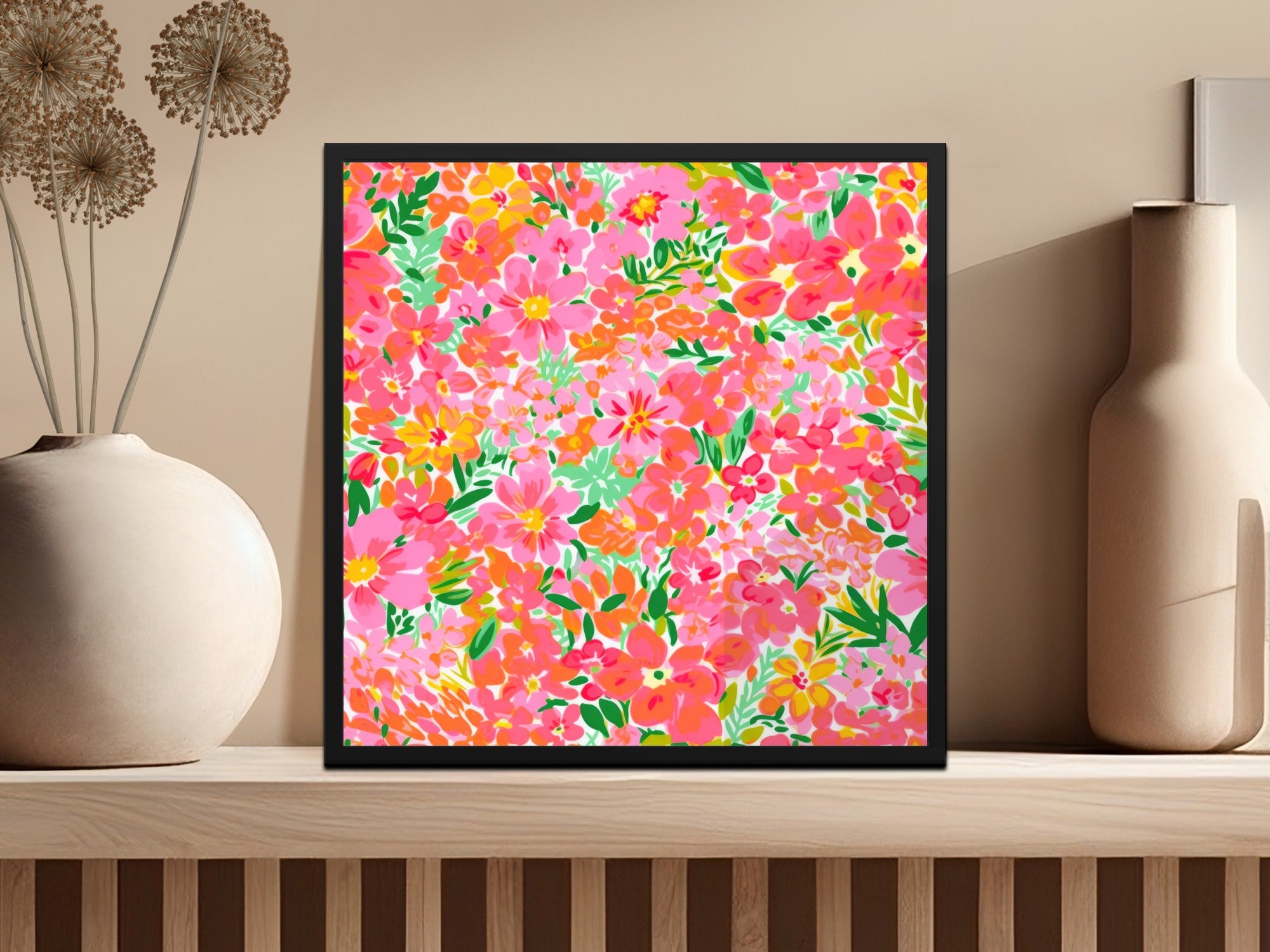 Vibrant Multicolor Floral Wall Art Print Decor Stunning