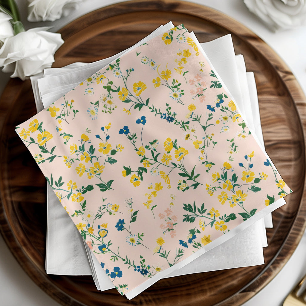 Elegant Floral Print with Vibrant Yellow and Blue Design
