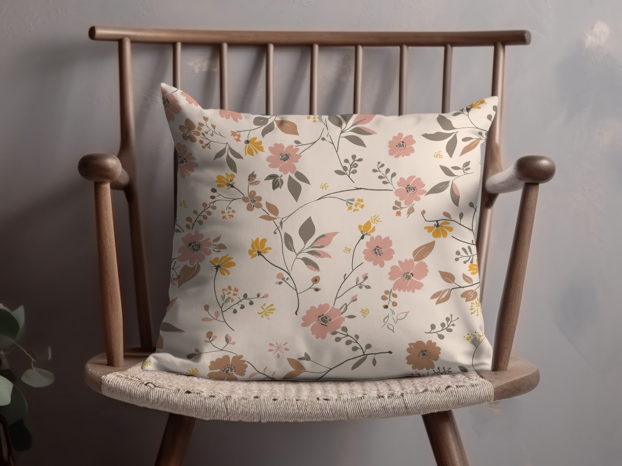 Floral Pattern Throw Pillow for Home Decor Accessory