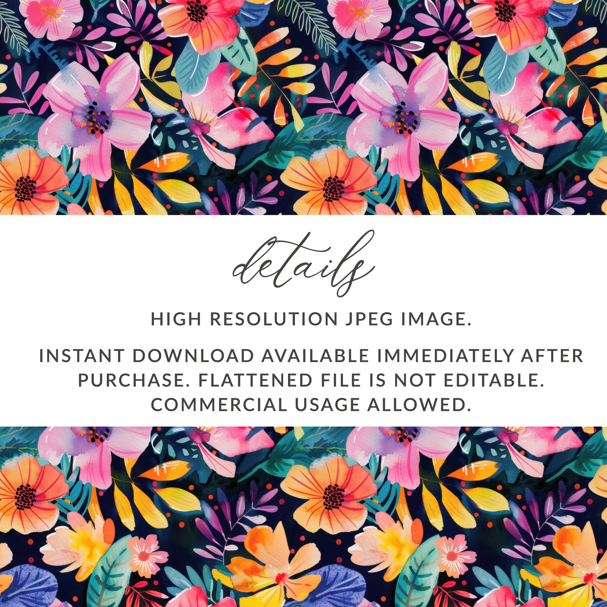 Vibrant Watercolor Floral Repeat Pattern Background product type

Floral pattern
Watercolor flowers
Seamless design
Tropical print
Abstract blooms
Botanical art
Vibrant colors
Dark background
Digital paper
Surface design
Artistic print
Repeating pattern
Pink flowers
Orange flowers
Blue leaves
Yellow leaves
Garden pattern
Modern floral
Exotic flowers
High resolution