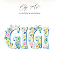 Gigi clip art in floral watercolor style by Moore & Mountain.