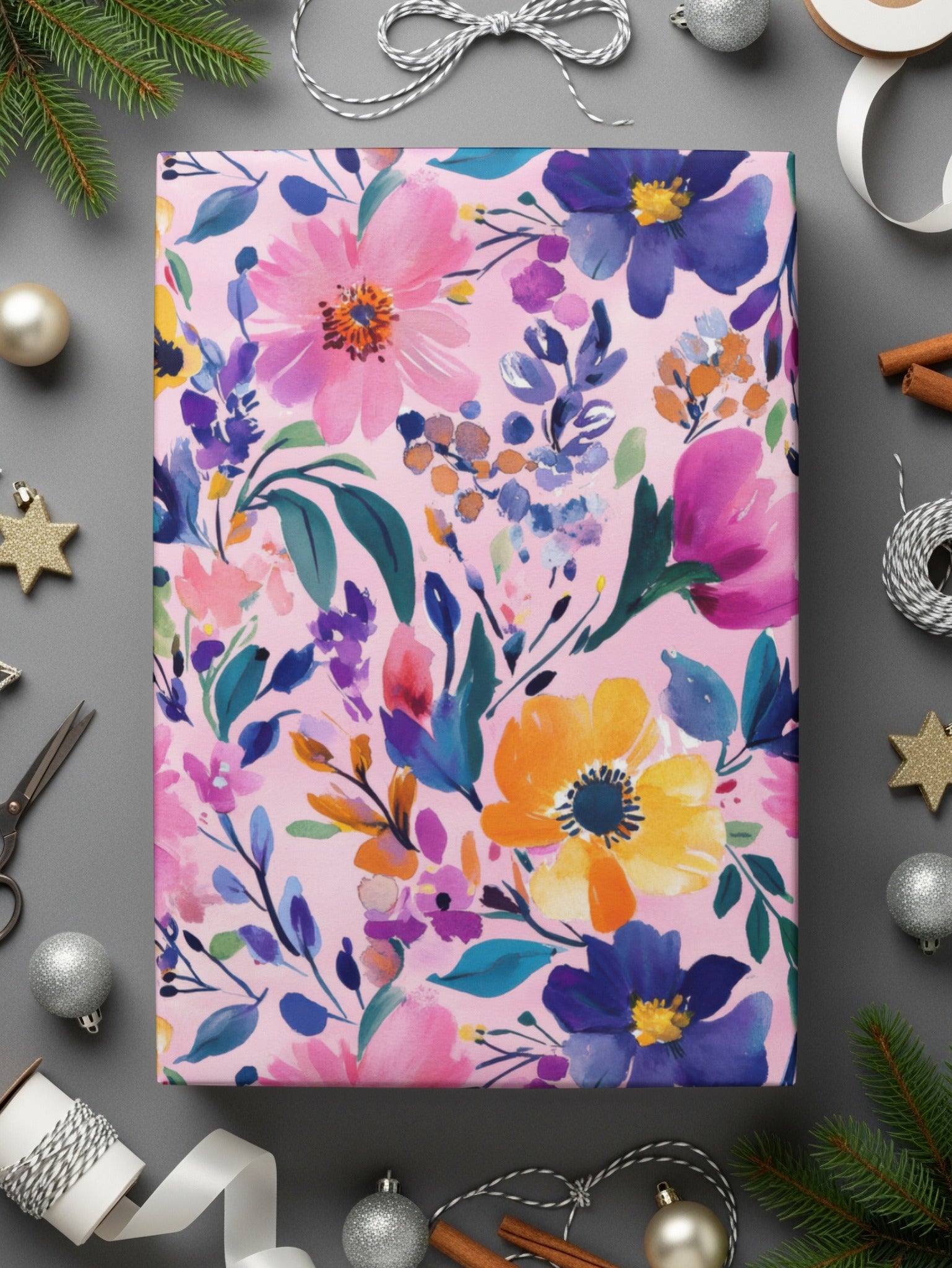 Vibrant Floral Design Decorative Gift Wrap Paper