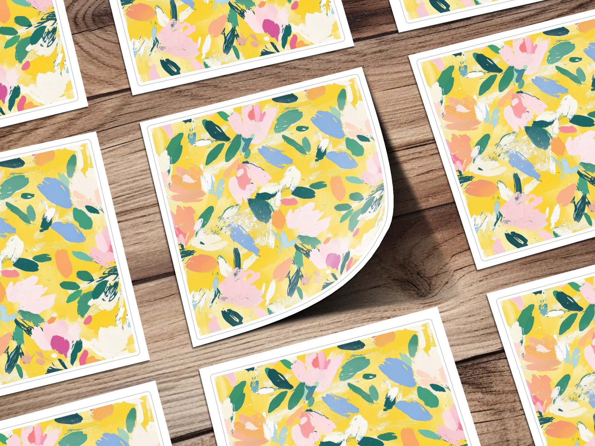 Yellow Abstract Floral Seamless Pattern, Acrylic Painting Digital Paper, Modern Gouache Painted Fabric Design, Fine Art Floral Texture