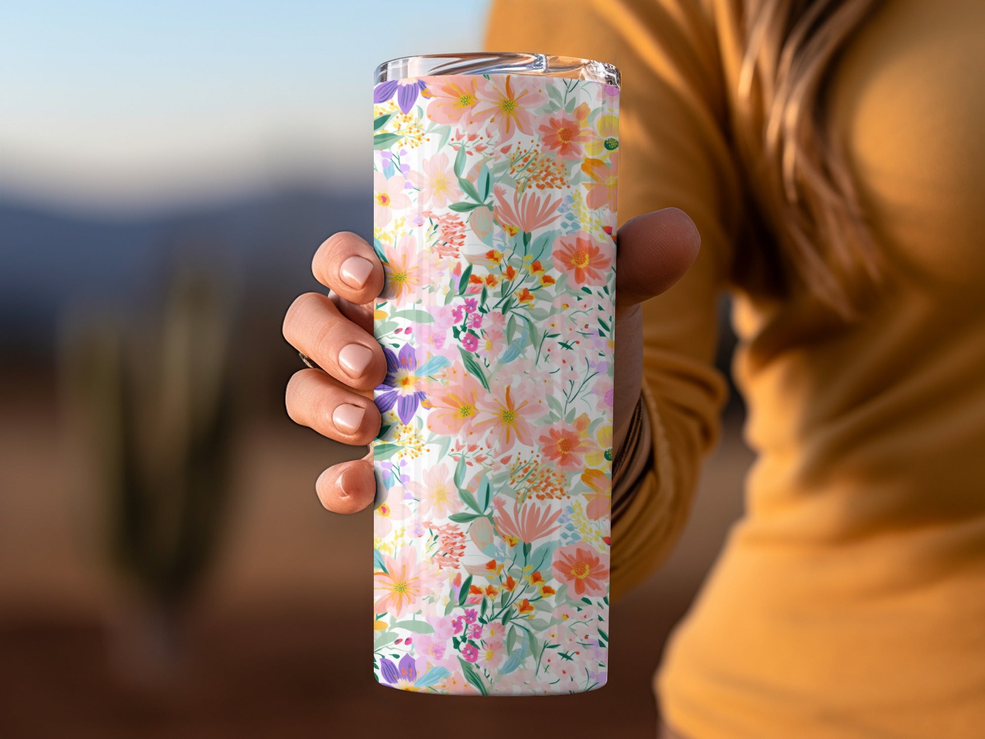 Floral Print Travel Tumbler for Stylish Hydration