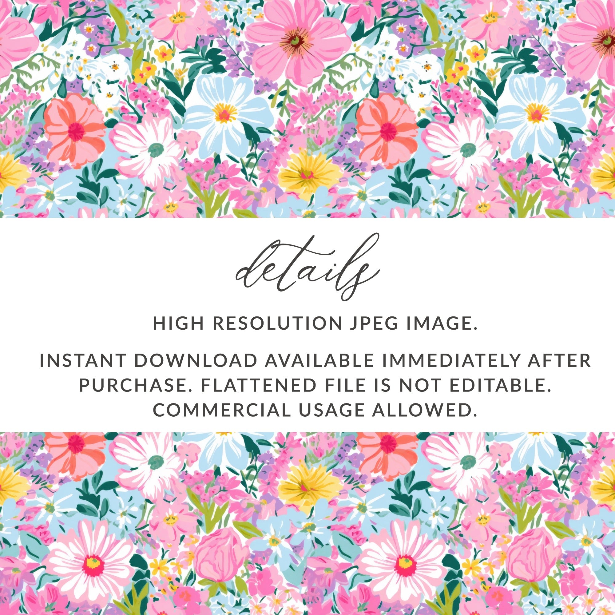High Resolution Floral Print Instant Download Image