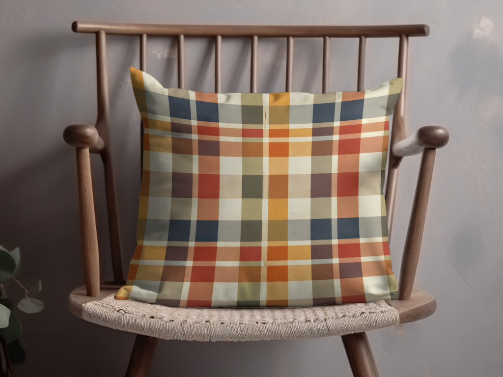 Vibrant Multicolor Plaid Pattern Decorative Cushion Pillow