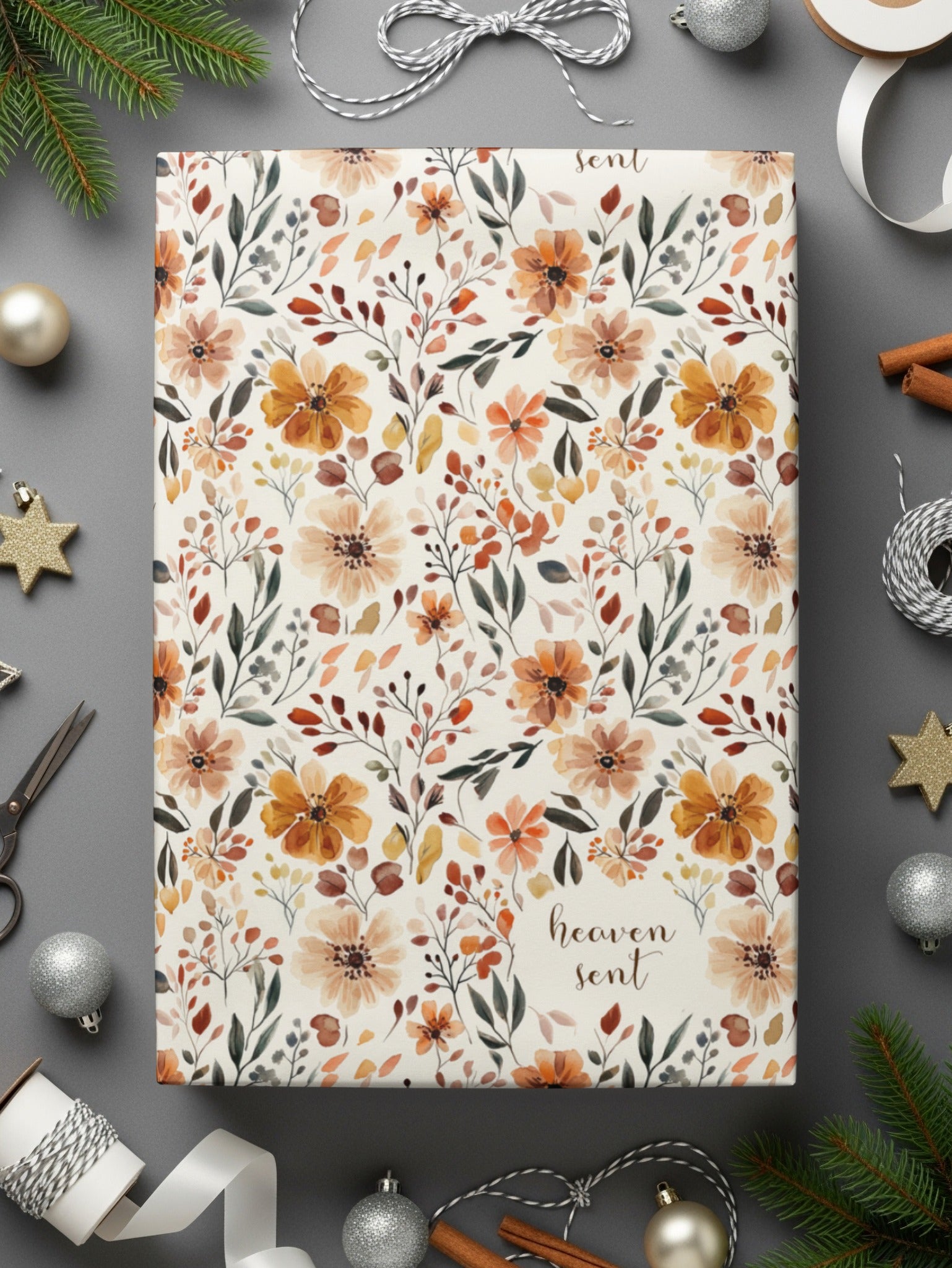 Heaven Sent Floral Gift Wrap Christmas Wrapping Paper