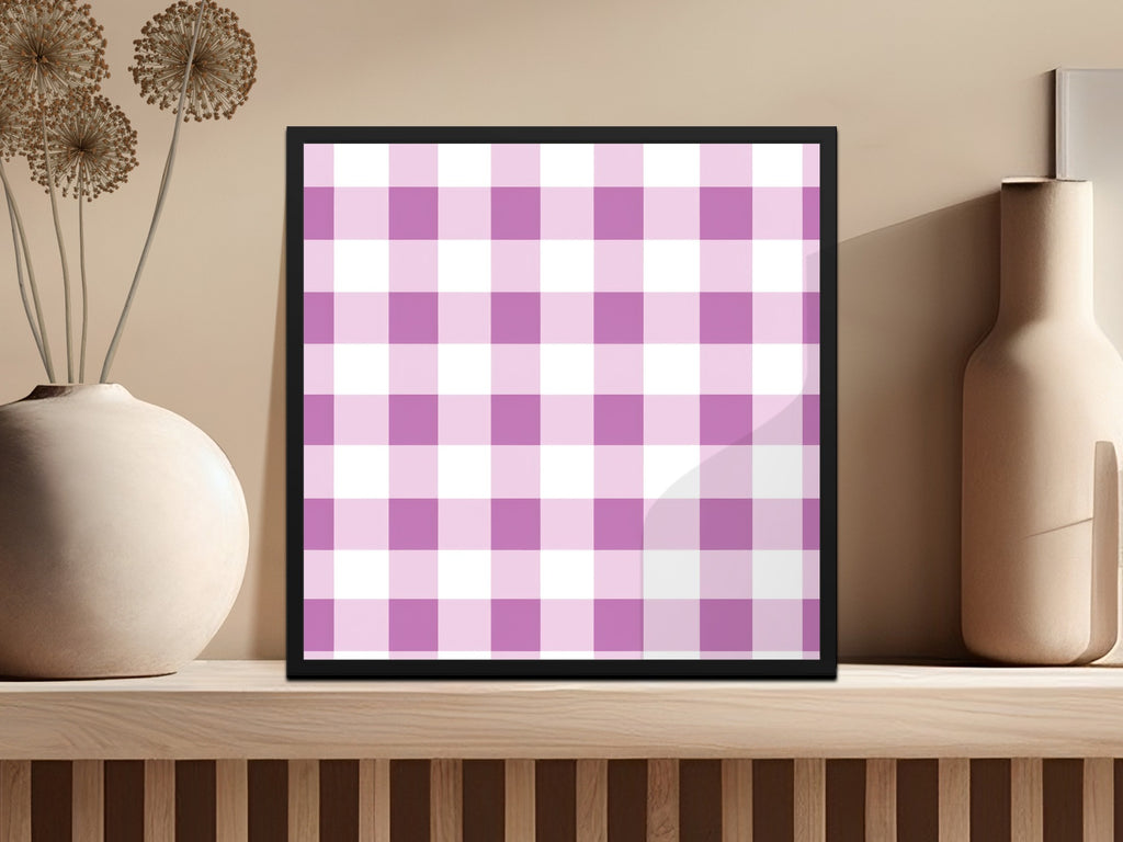 Purple and White Checkered Pattern Art Print