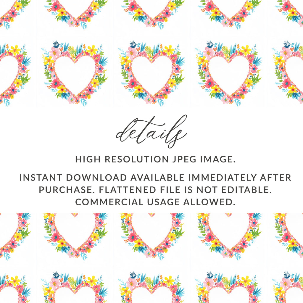 Floral Heart Pattern Watercolor Digital Background product type