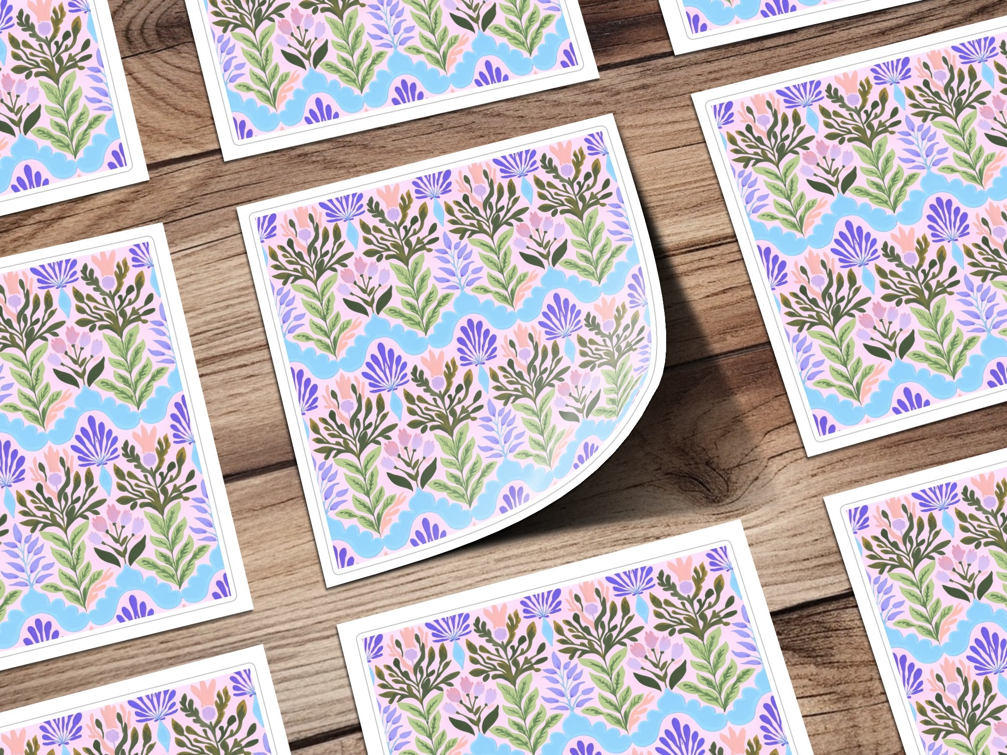 Colorful Floral Pattern Design Sticker Sheet