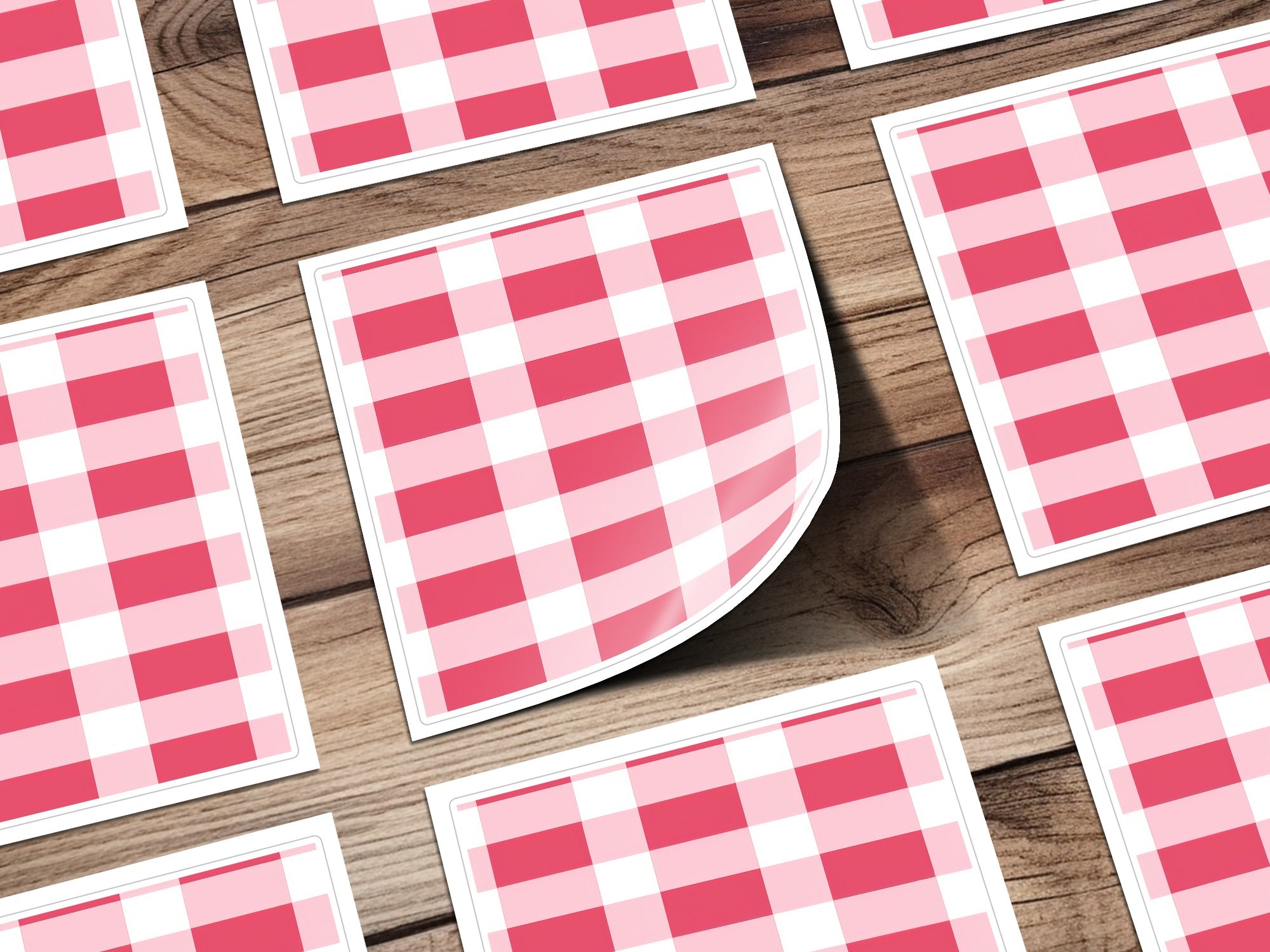 Red and White Checkered Patterns Stickers Sheets