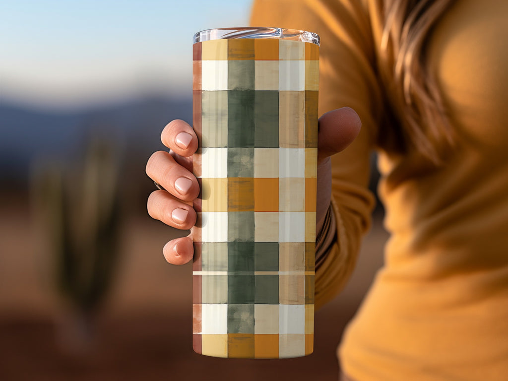 Colorful Plaid Thermal Insulated Travel Mug