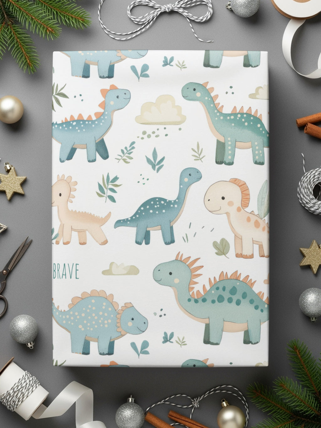 Cute Dinosaur Gift Wrapping Paper for Kids