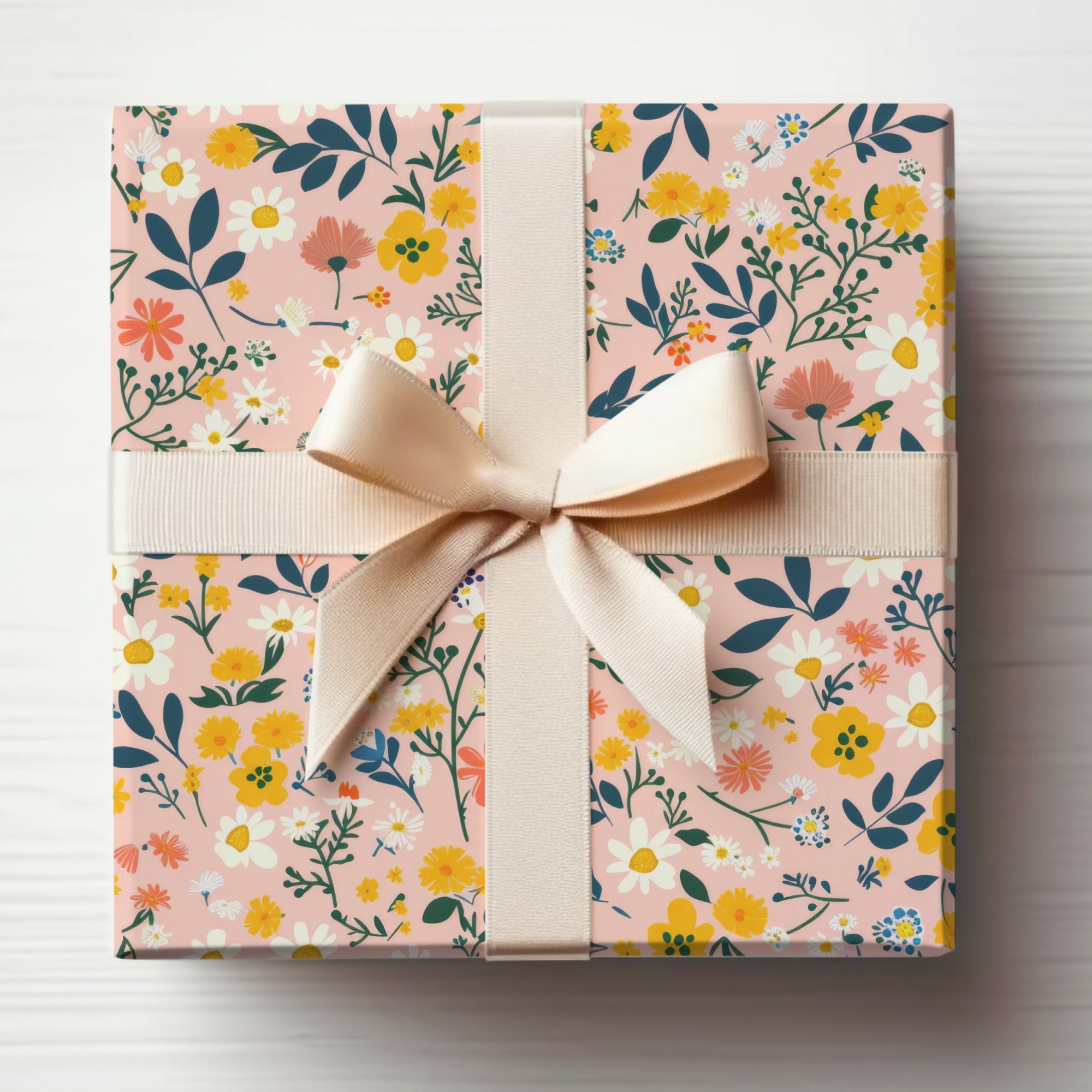 Floral Gift Box with Colorful Blooms Design Gift Wrap