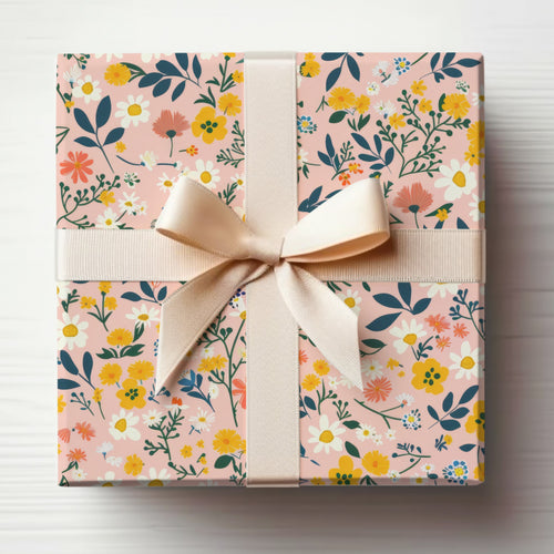 Floral Gift Box with Colorful Blooms Design Gift Wrap