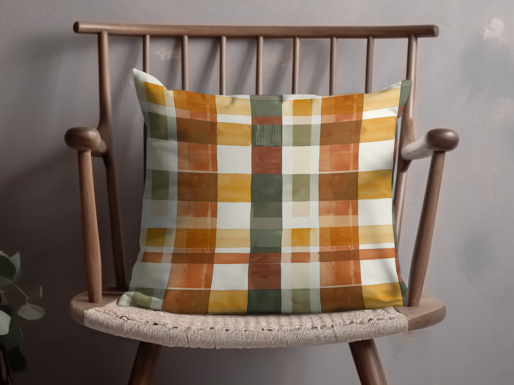 Modern Rustic Multicolor Plaid Decorative Cushion Pillow