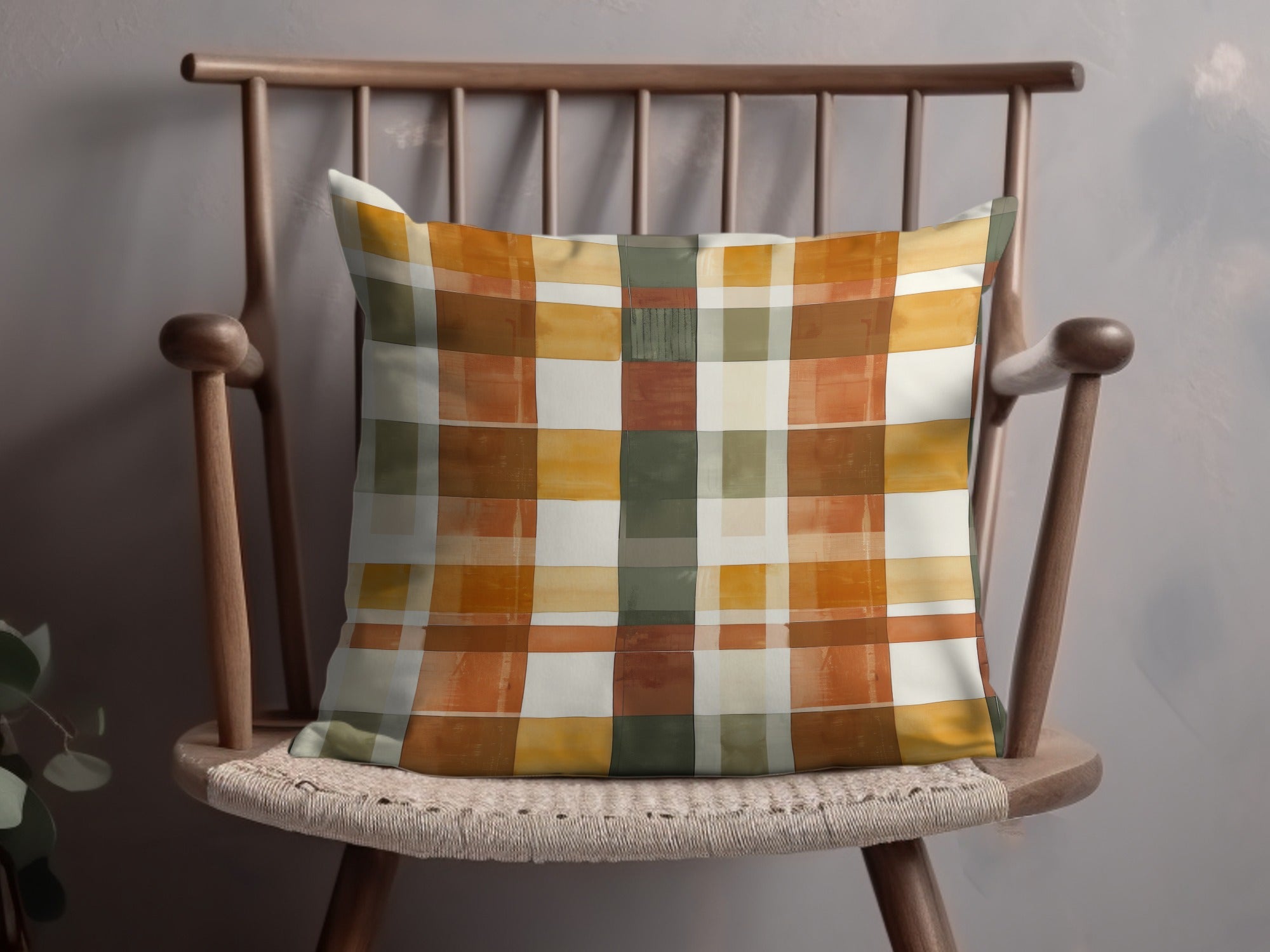 Modern Rustic Multicolor Plaid Decorative Cushion Pillow