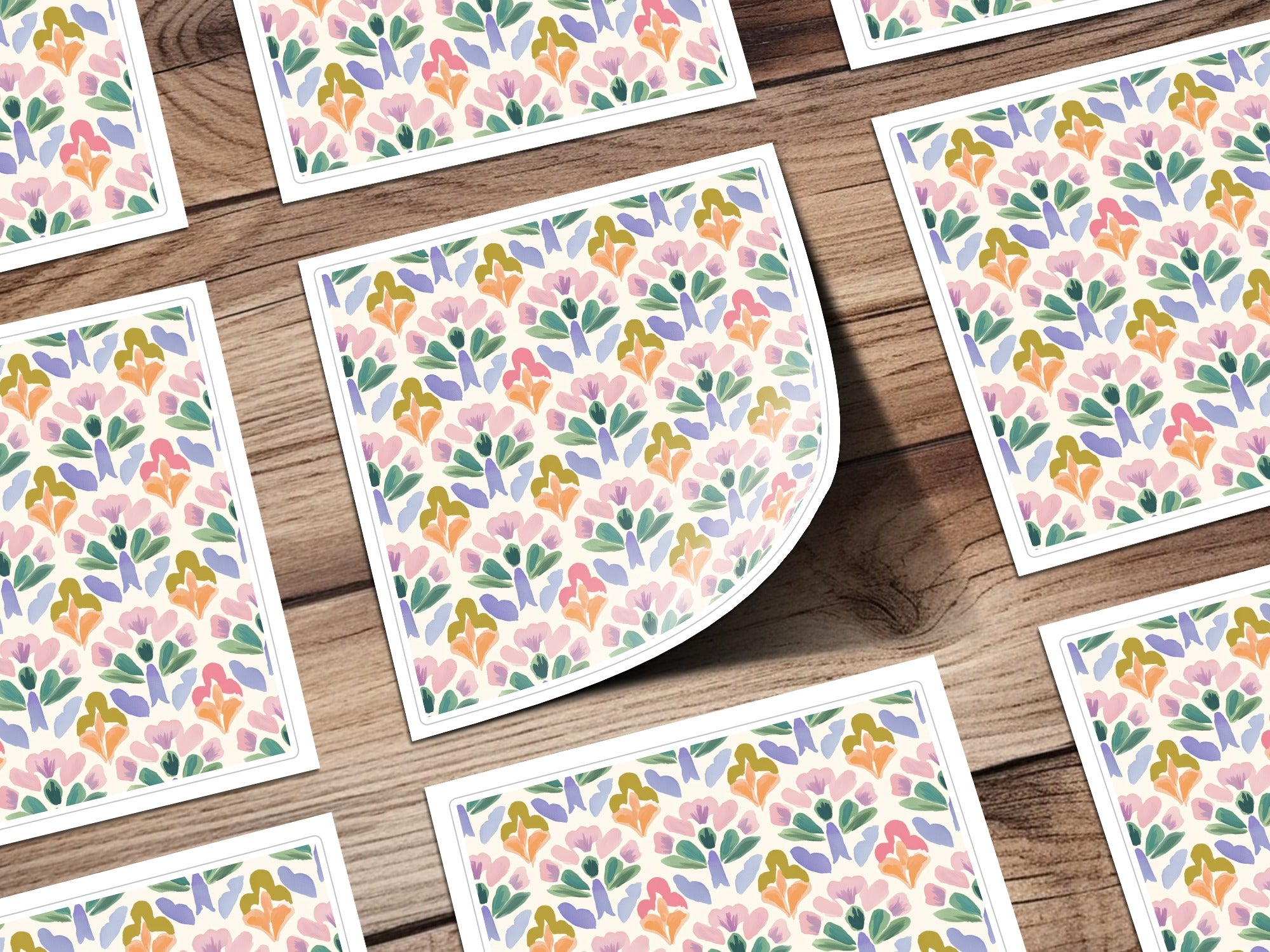 Colorful Floral Pattern Square Stickers Product