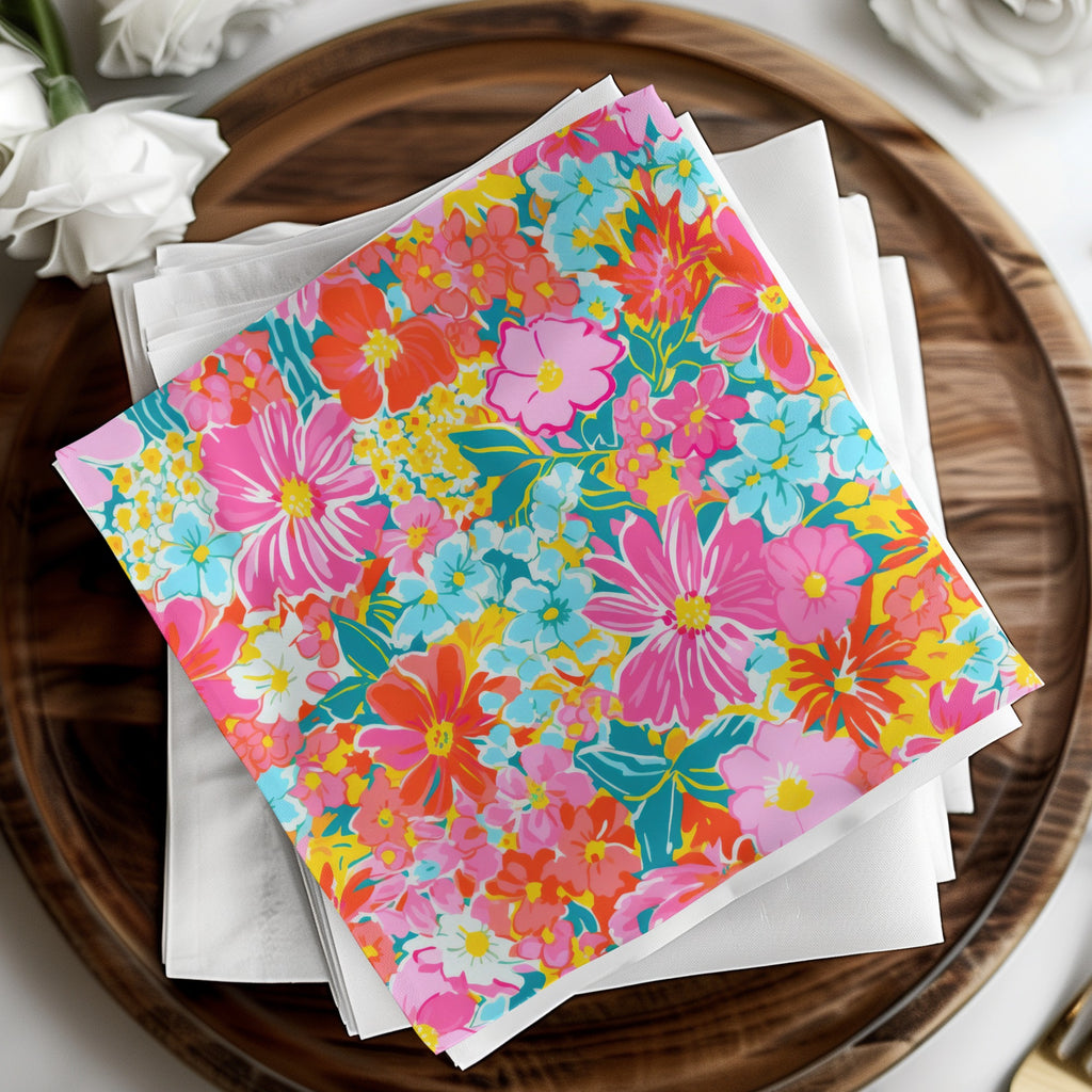 Vibrant Floral Pattern Square Napkin Set