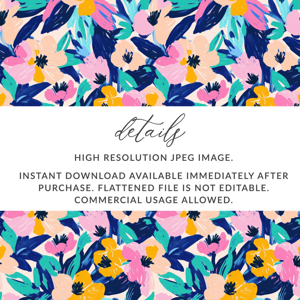 Floral pattern with text overlay about download and usage.