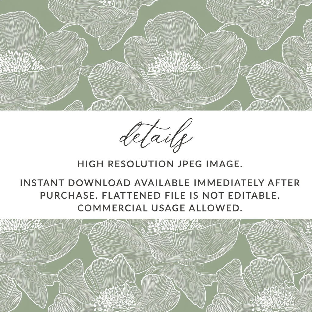 High Resolution Green Floral Design Digital Download