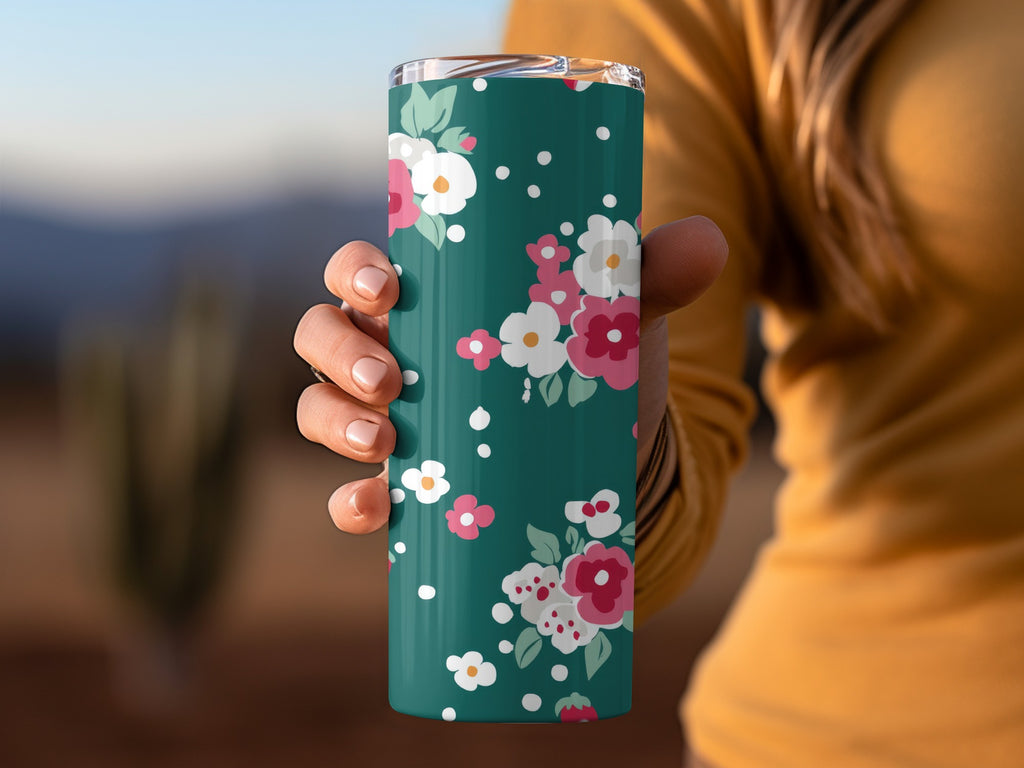 Floral Patterned Insulated Tumbler for Hot Cold Drinks