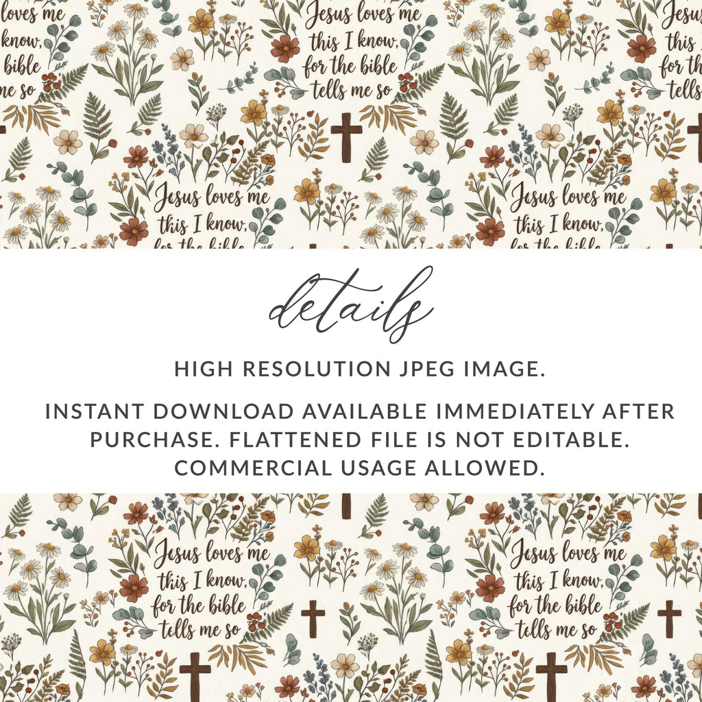Jesus loves me this I know bible tells me so floral cross pattern product type