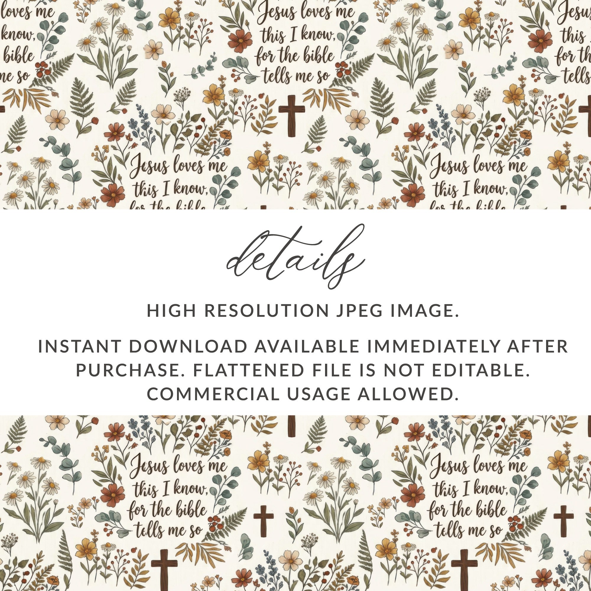 Jesus loves me this I know bible tells me so floral cross pattern product type