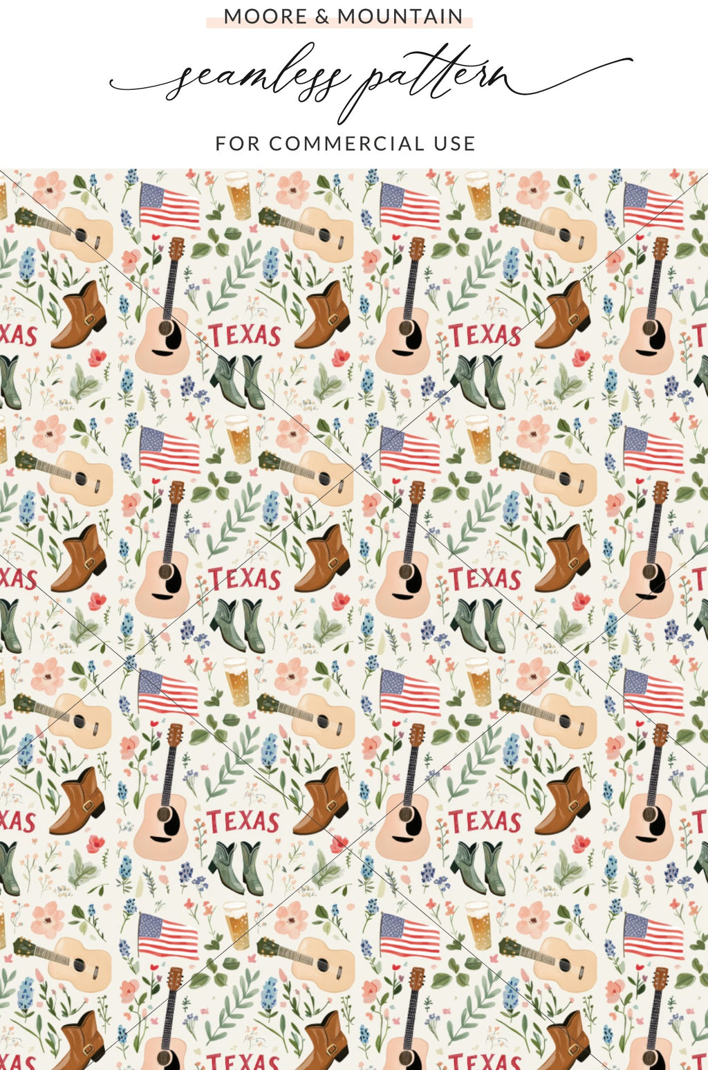 Texas Themed Seamless Pattern for Commercial Use