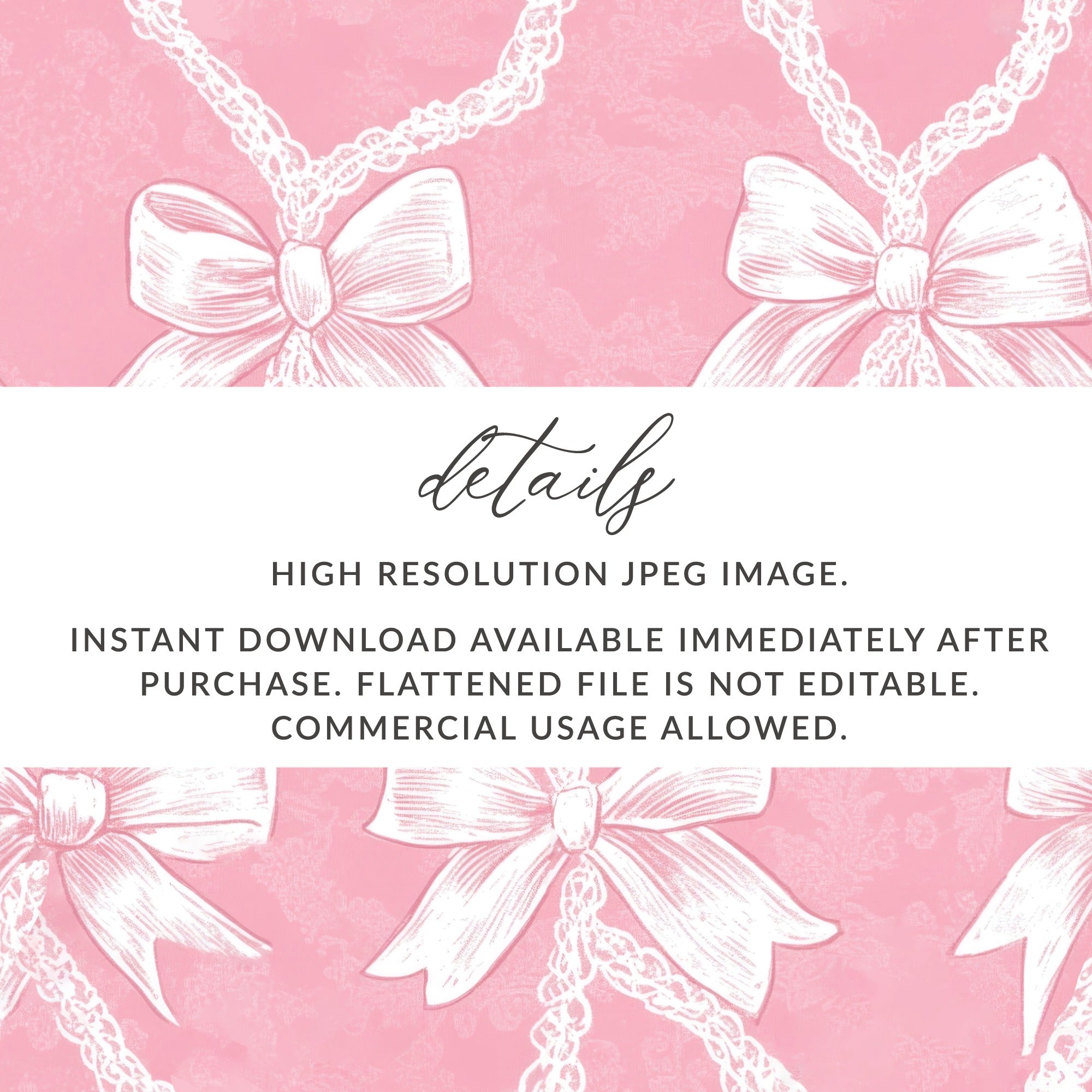 Pink Lace Bows High Resolution Instant Download Image