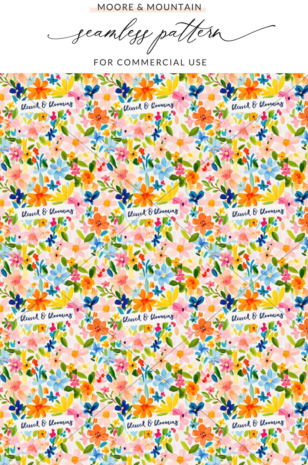 Floral Watercolor Seamless Pattern for Commercial Use