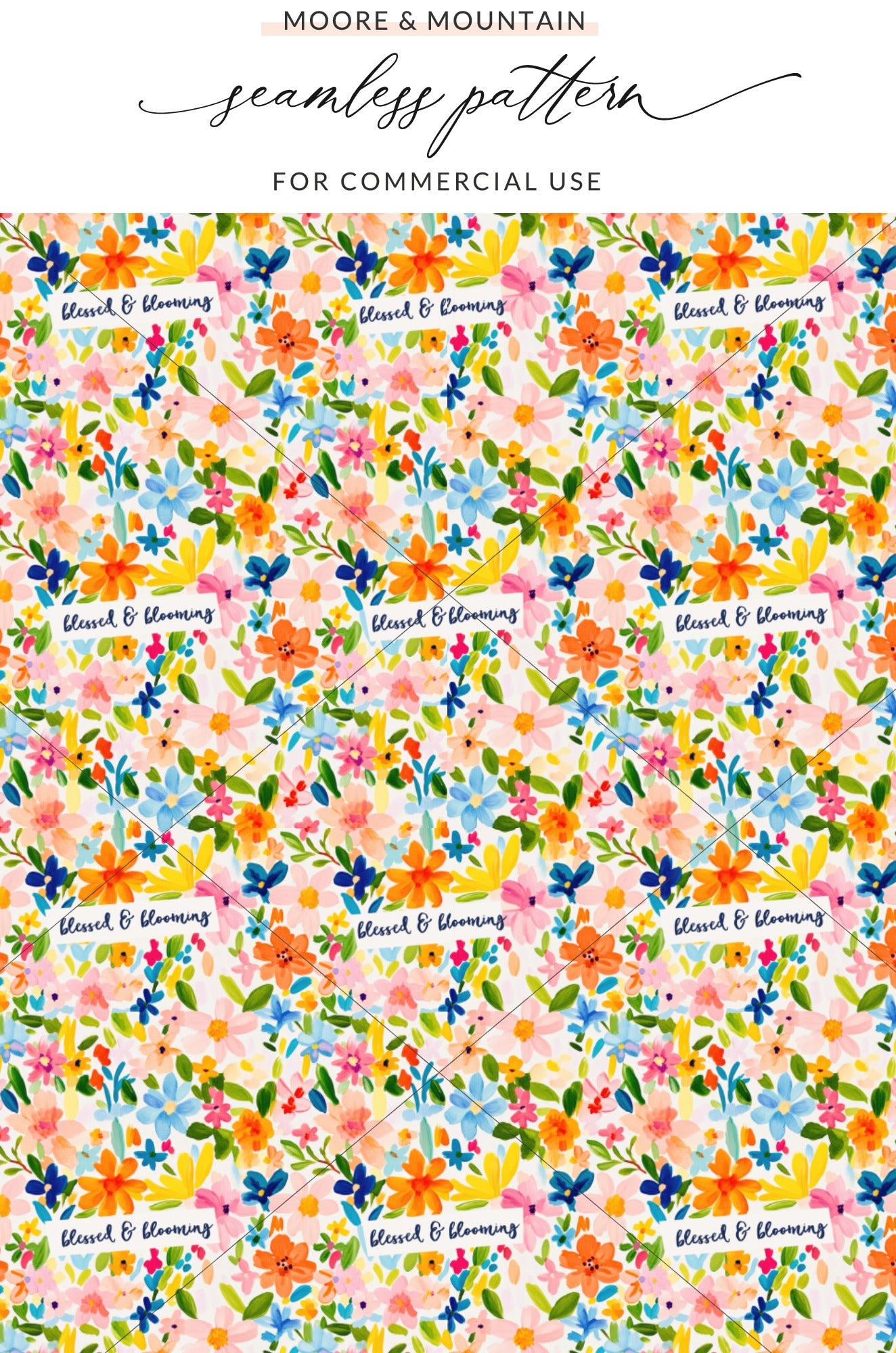 Floral Watercolor Seamless Pattern for Commercial Use