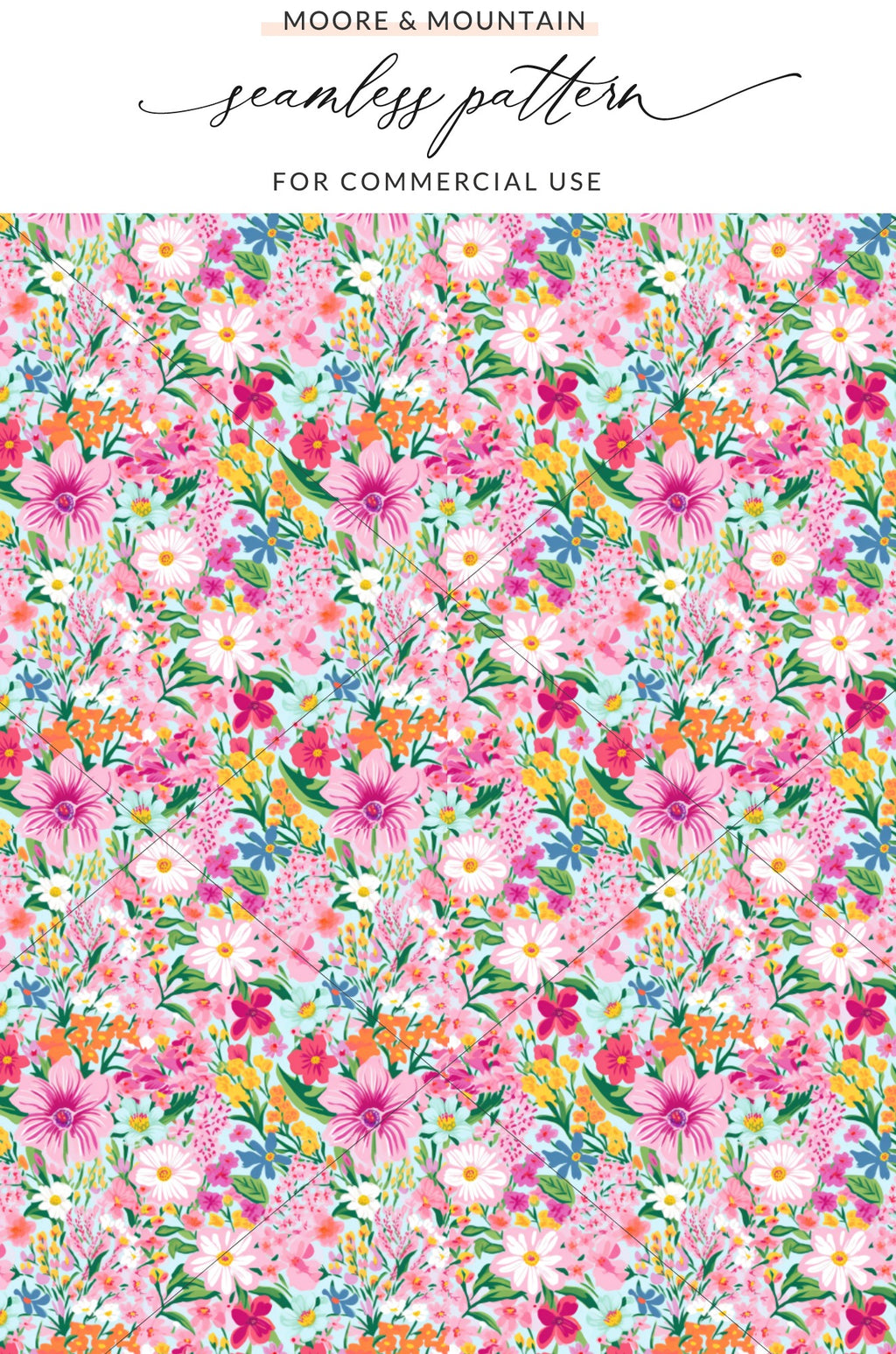 Vibrant Floral Seamless Pattern for Commercial Use