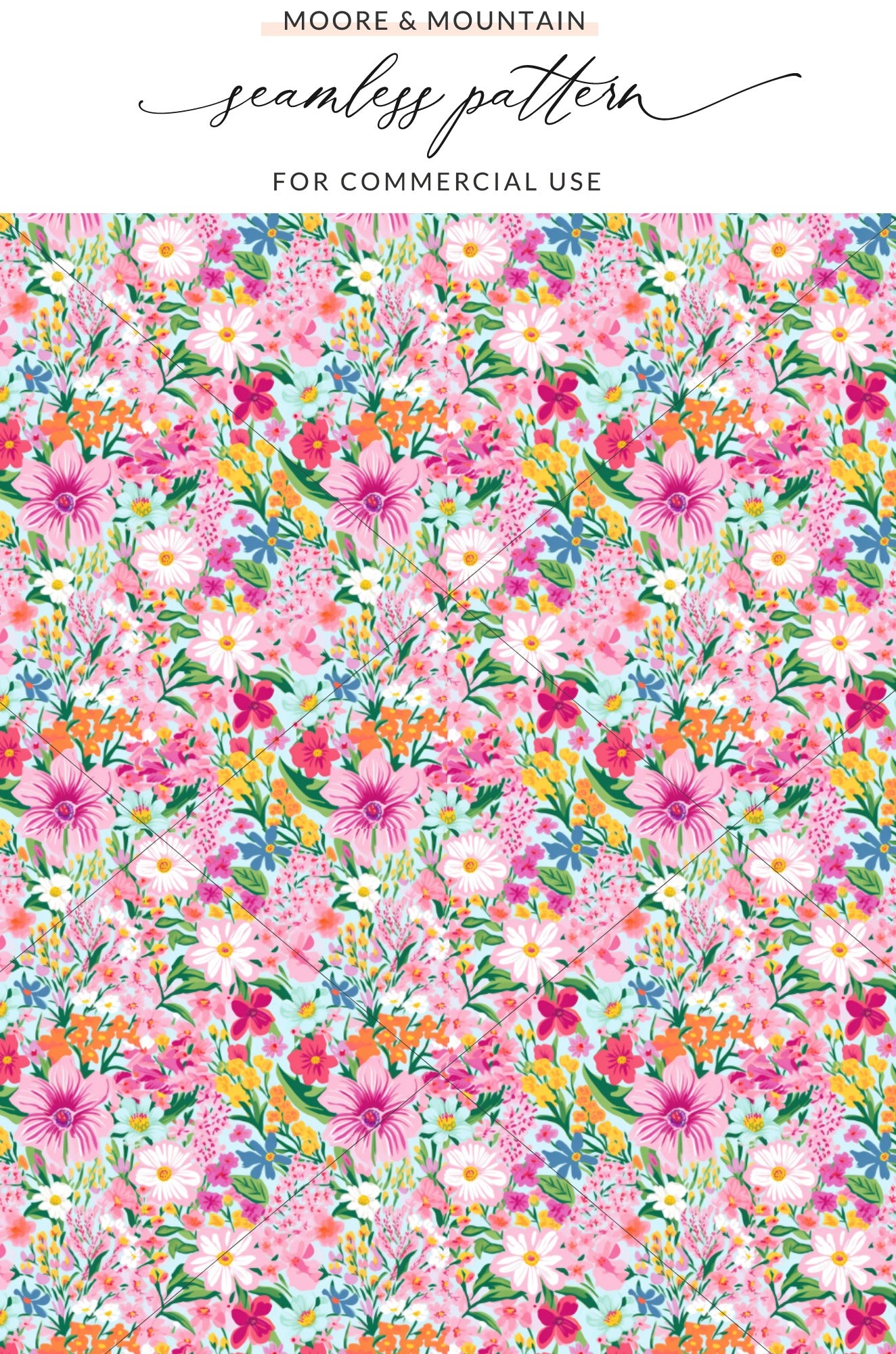 Vibrant Floral Seamless Pattern for Commercial Use