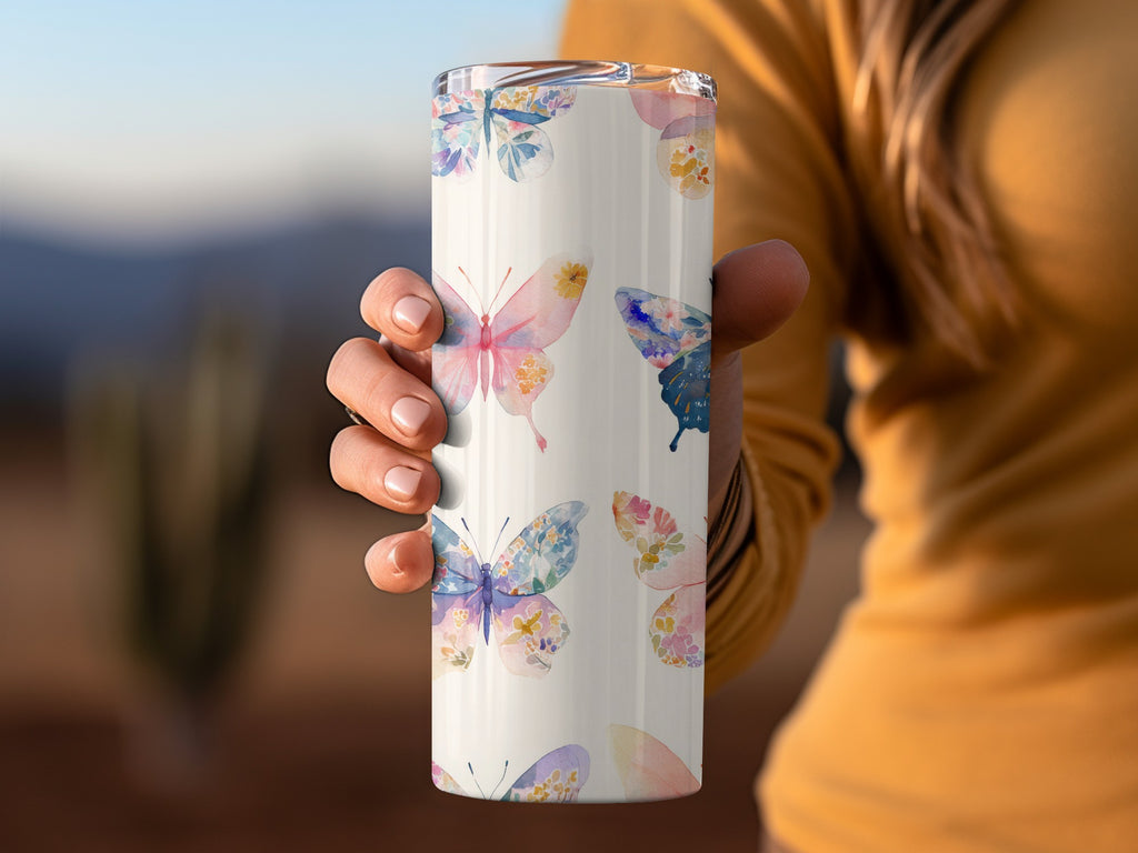 Butterfly Art Travel Tumbler with Colorful Design