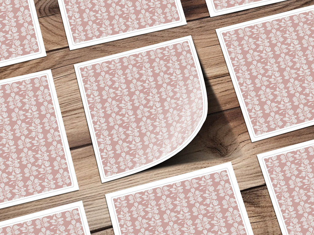 Pink and White Floral Pattern Design Sticker Set