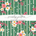Floral Stripes and Dots Seamless Pattern Design