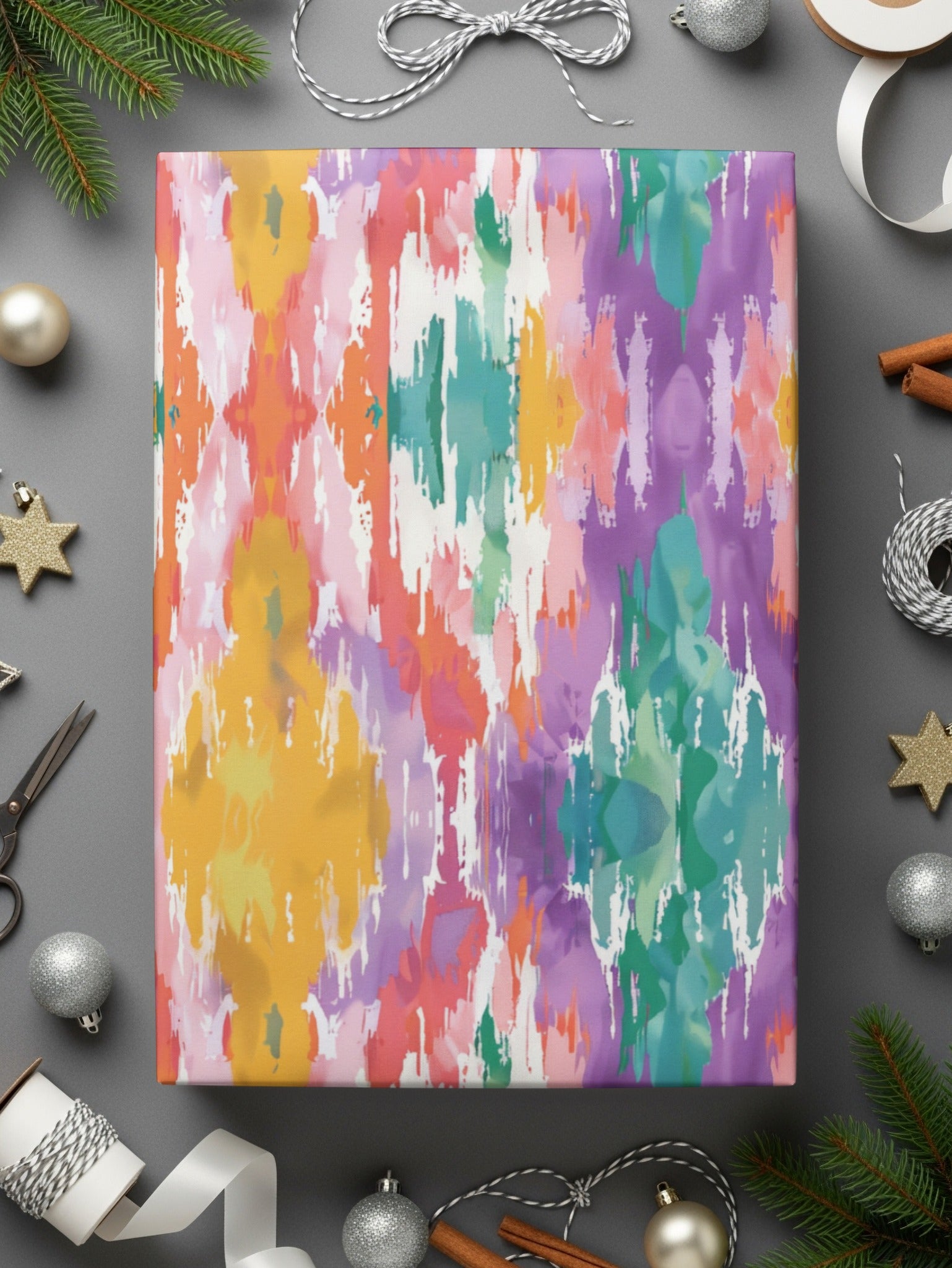 Colorful Festive Abstract Art Wrapping Paper Design