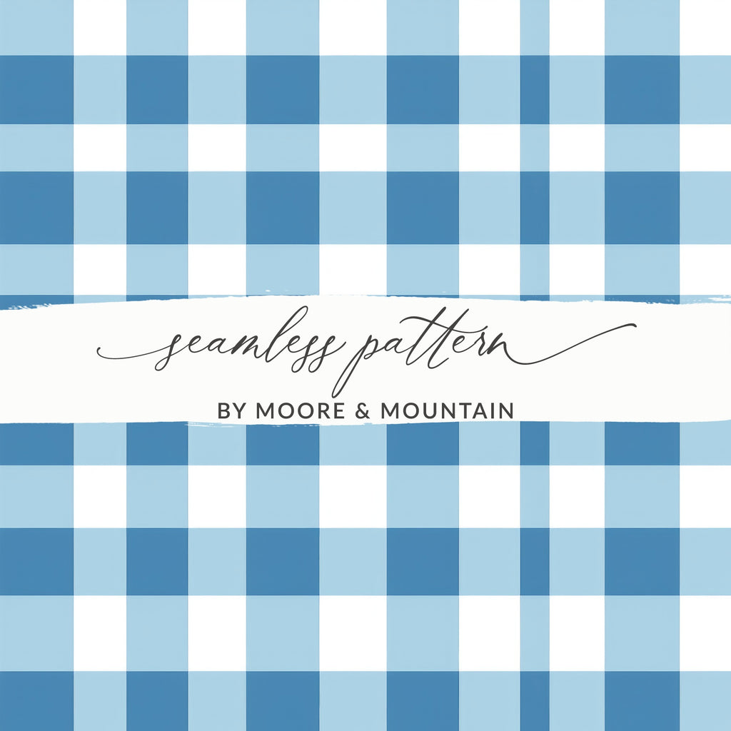 Blue and White Plaid Seamless Pattern Product