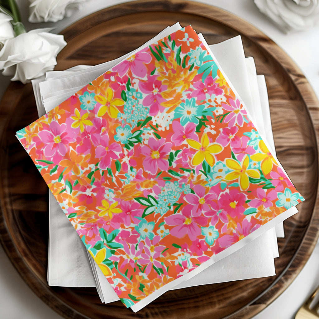 Colorful Floral Print Design Decorative Napkin Set