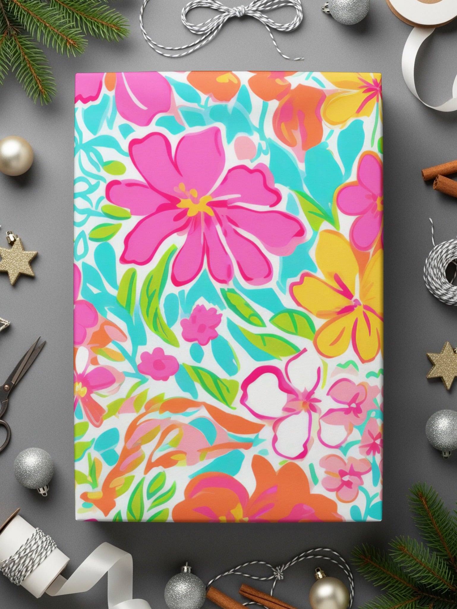 Colorful Floral Wrapping Paper for Festive Occasions