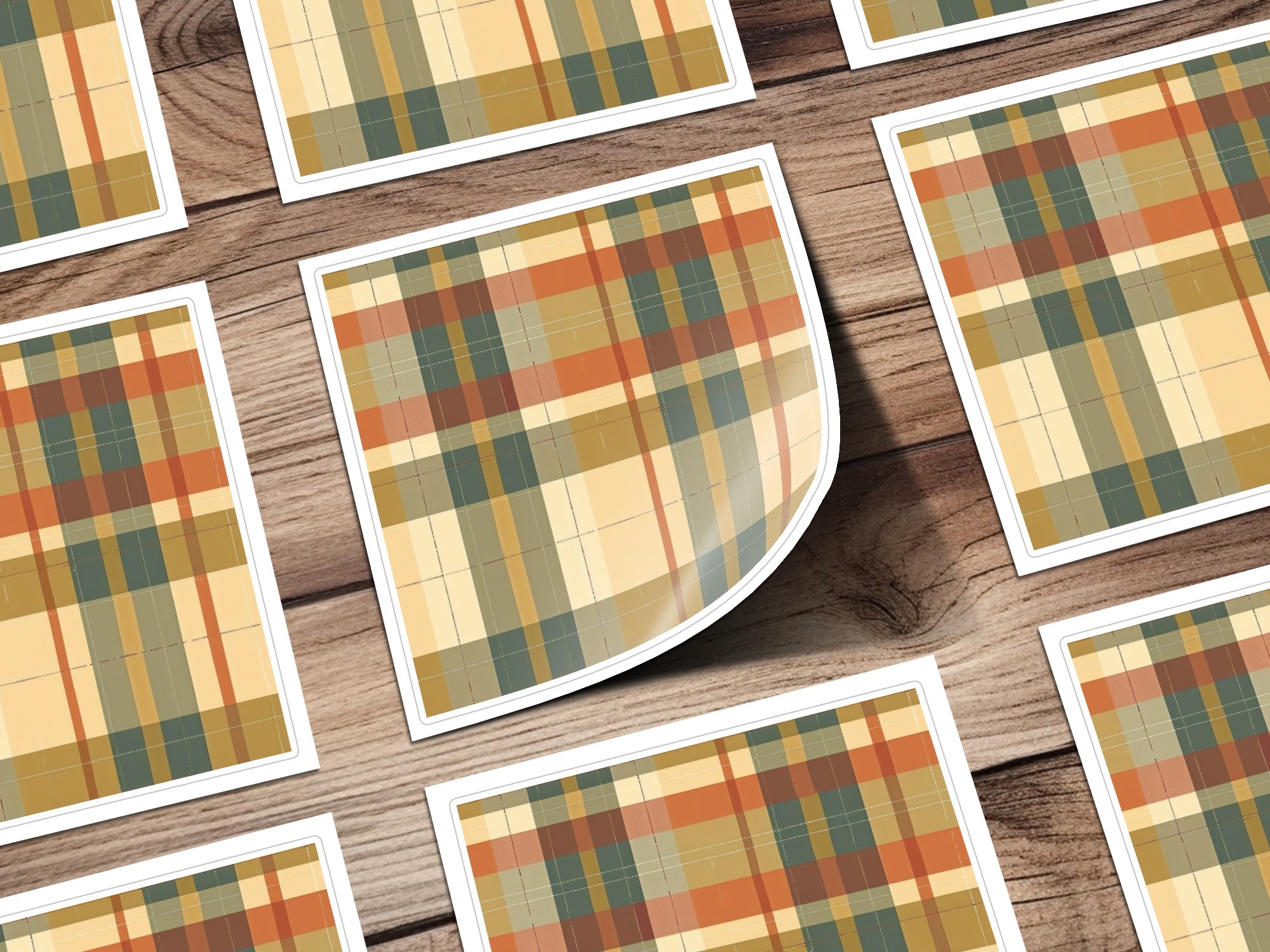 Plaid Pattern Stickers with Autumn Colors Sticker