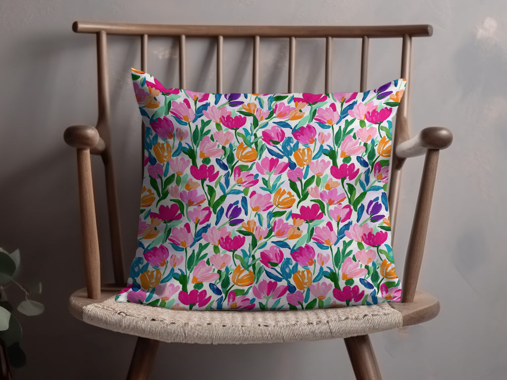 Vibrant Floral Patterned Cushion for Home Decor