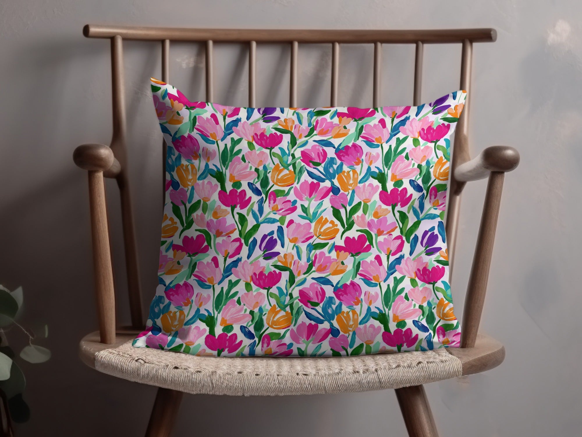 Vibrant Floral Patterned Cushion for Home Decor