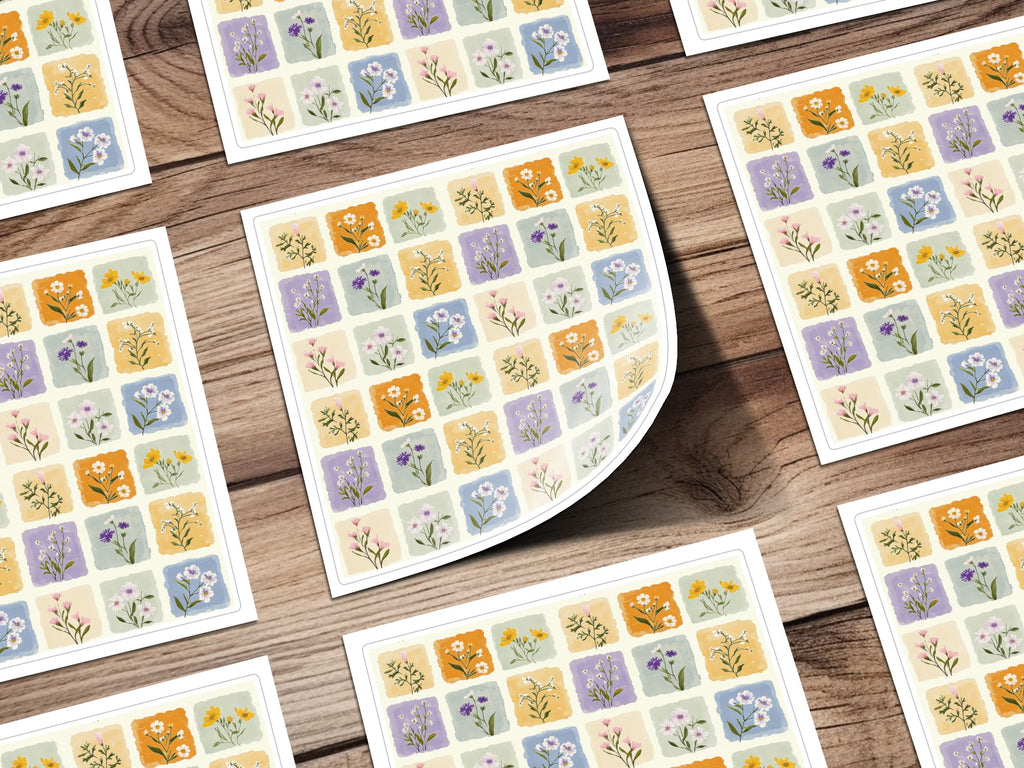 Colorful Floral Pattern Sticker Sheet Decorative Accessory